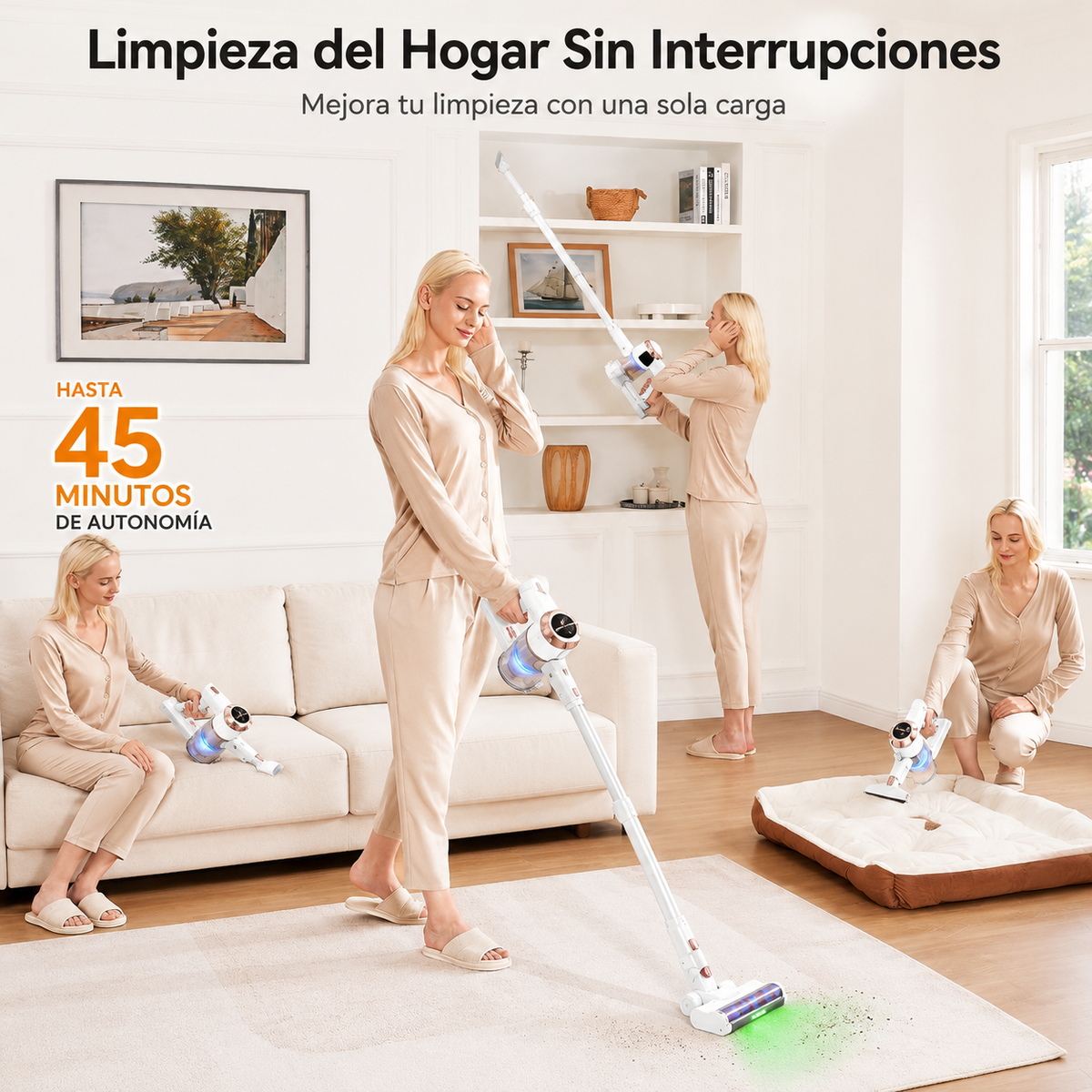 Aspiradora Inalámbrica 2 en 1 Blanca (Superligera y Portátil)