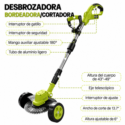 Podadora Inalambrica Cesped Ruedas
